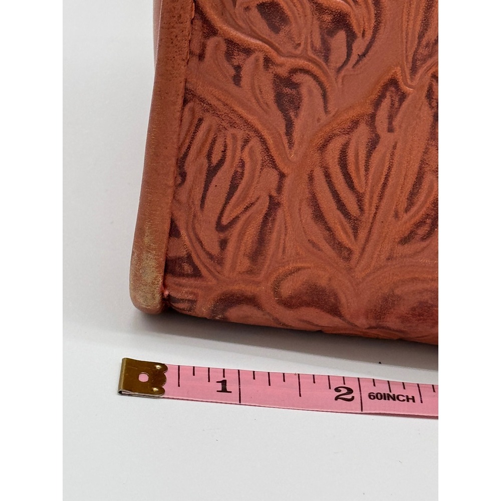 Patricia Nash Paris Satchel Tan Tooled Leather Floral Embossed Shoulder Bag - Picture 13 of 16
